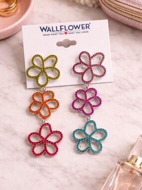 Wallflower Multicolor Crystal Flower Dangle Earrings